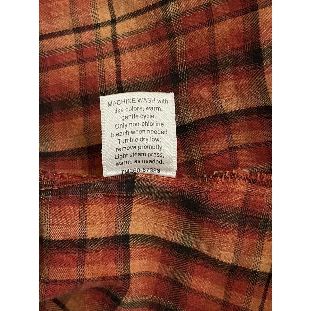 Pendleton Womens 100% Cotton Red Orange Plaid Long Sleeve Shirt Medium - Picture 5 of 9